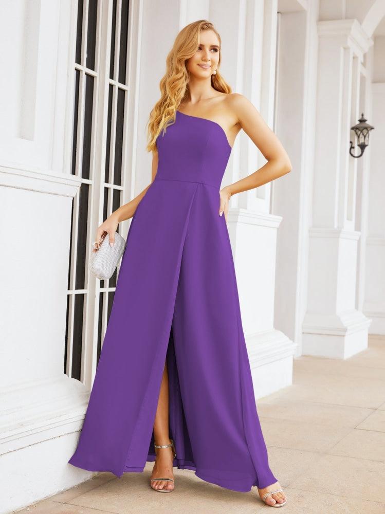 Numbersea Women's One Shoulder Formal Prom Gowns for Mother of The Bride Side Slit Bridesmaid Dresses 28052-numbersea