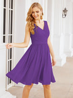 Numbersea Homecoming Dresses Knee Length Skirt V Back 28062 Indigo