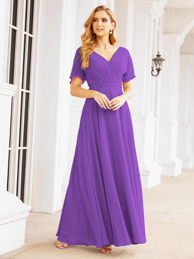 Numbersea Formal Prom Gowns for Mother of The Bride Short Sleeves Bridesmaid Dress 28049-numbersea