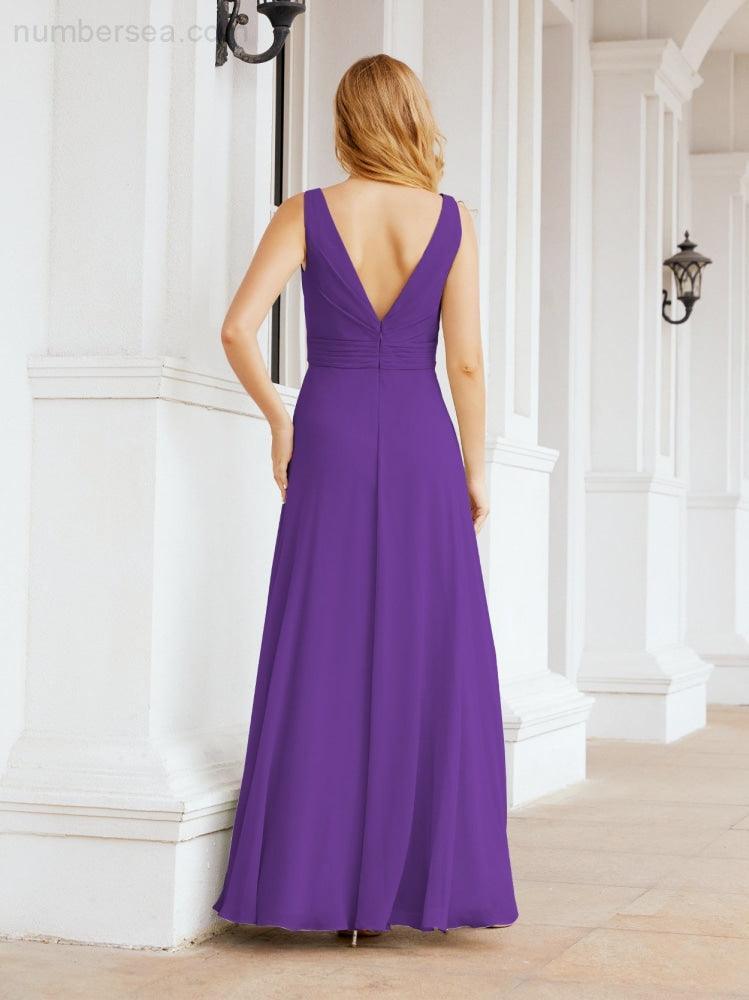 Numbersea Bridesmaid Dresses for Wedding Ruffles Long Formal Prom Gowns 28039-numbersea