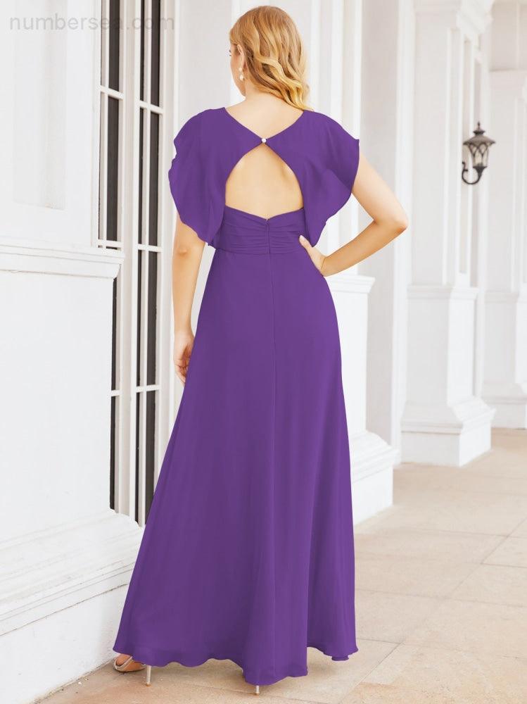 Numbersea Bridesmaid Dresses Cape Formal Prom Dress Open Back Gowns for Mother of The Bride 28058-numbersea