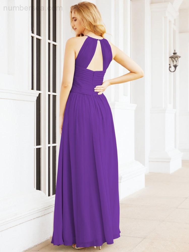 Numbersea Sleeveless Bridesmaid Dresses Long Prom Gown Zipper with Keyhole Back 28056-numbersea