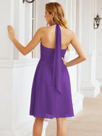 Numbersea Neckholder-Brautjungfernkleid aus Chiffon, kurz, ärmellos, formelles Partykleid, offener Rücken, 28023