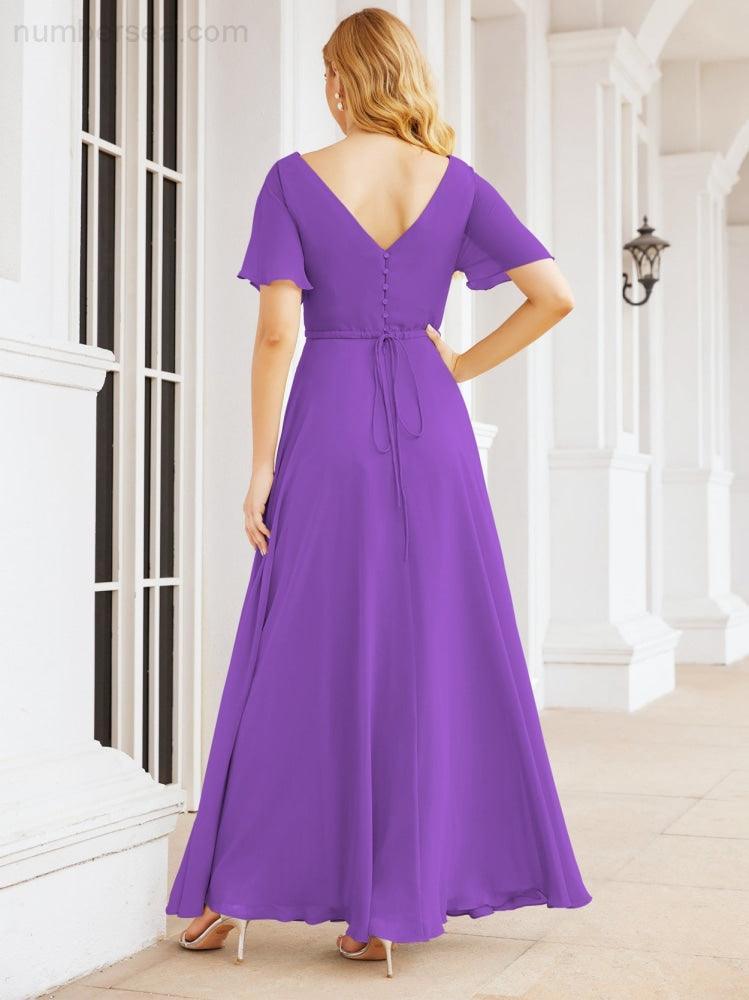 Numbersea Formal Prom Gowns for Mother of The Bride Short Sleeves Bridesmaid Dress 28049-numbersea