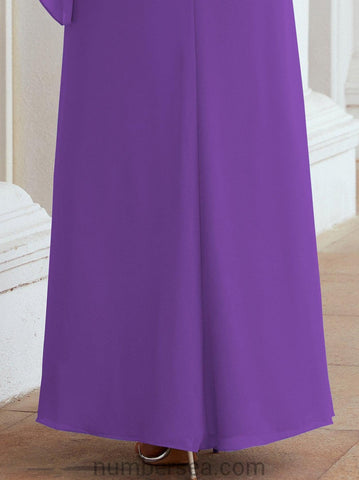 Numbersea Formal Party Gown Dress Long Chiffon Mother Of The Bride Dresses With Ruffle Cape 28026