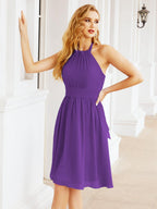 Numbersea Neckholder-Brautjungfernkleid aus Chiffon, kurz, ärmellos, formelles Partykleid, offener Rücken, 28023