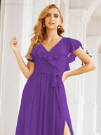 Bridesmaid Dresses with Flutter Sleeves Formal Evening Party Prom Gowns 28044-numbersea
