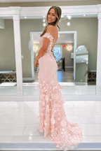 Vestido de fiesta con corpiño de corsé transparente y flores