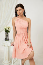 Numbersea Women Chiffon Short One Shoulder Bridesmaid Dress Formal Dresses For Party Homecoming 2804