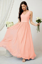 Women's Chiffon Long Bridesmaid Dresses A line Sleeveless Formal Prom Gown for Evening Party Homecoming Dresses 2808-numbersea