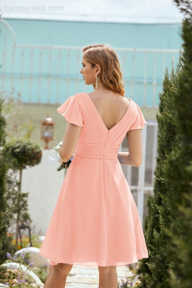 Neck Chiffon Bridesmaid Dresses Formal Cocktail Prom Gown Homecoming 28013