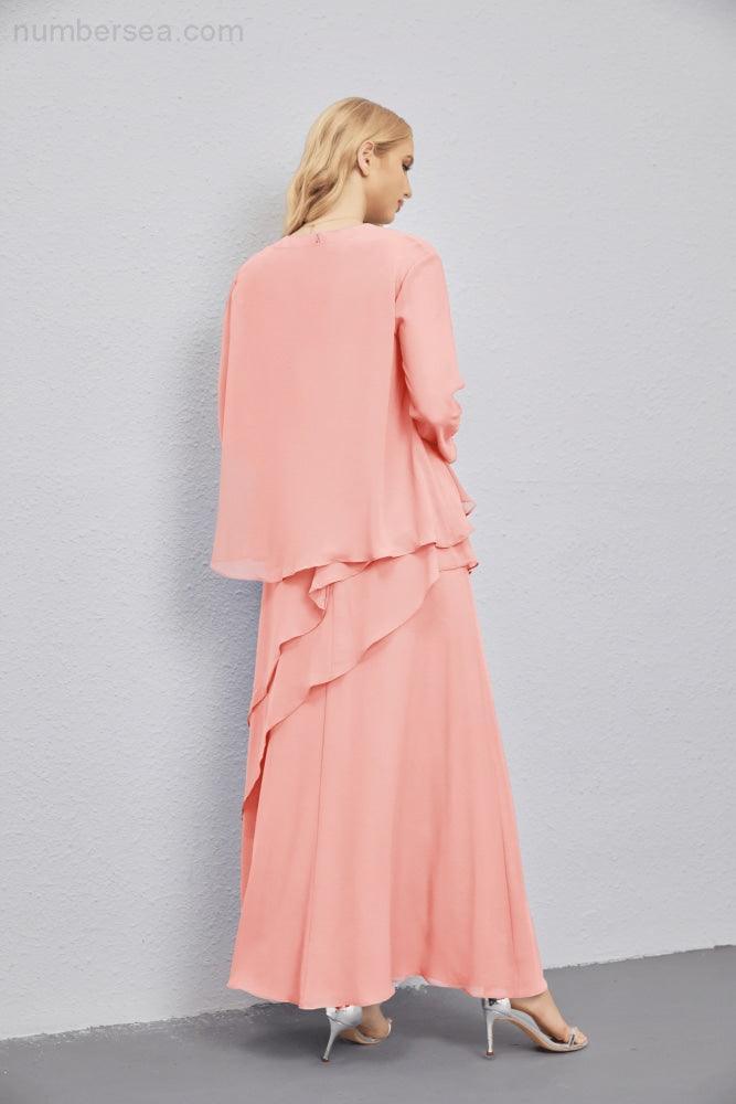 Mother of Bride Dresses with Open Front Lightweight Cardigan Formal Prom Gown 28081-numbersea