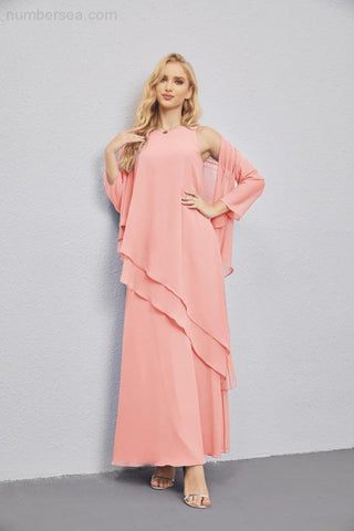 Mother of Bride Dresses with Open Front Lightweight Cardigan Formal Prom Gown 28081-numbersea