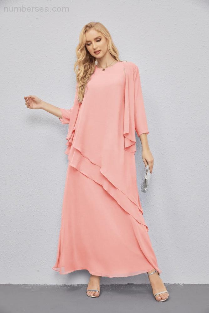 Mother of Bride Dresses with Open Front Lightweight Cardigan Formal Prom Gown 28081-numbersea