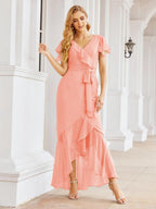 Numbersea Ruffled Bridesmaid Dresses Mermaid Formal Violin Evening Party Prom Gowns 28042-numbersea