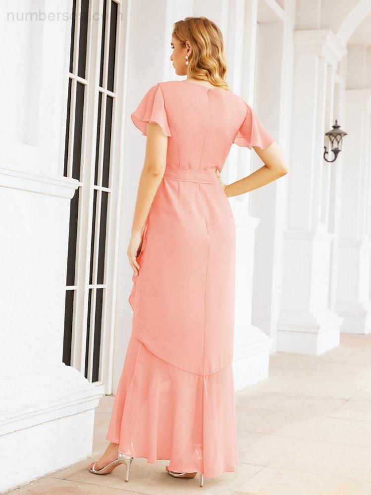 Numbersea Ruffled Bridesmaid Dresses Mermaid Formal Violin Evening Party Prom Gowns 28042-numbersea