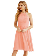 Numbersea Neckholder-Brautjungfernkleid aus Chiffon, kurz, ärmellos, formelles Partykleid, offener Rücken, 28023
