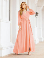 Numbersea Women's Chiffon Bridesmaid Dress A line Long Sleeves Formal Evening Prom Gown for Wedding Guest 28032-numbersea