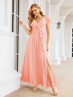 Bridesmaid Dresses with Flutter Sleeves Formal Evening Party Prom Gowns 28044-numbersea