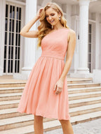 Numbersea Homecoming Dress One Shoulder Pleated Short Formal Prom Gowns 28046 Peach Pink