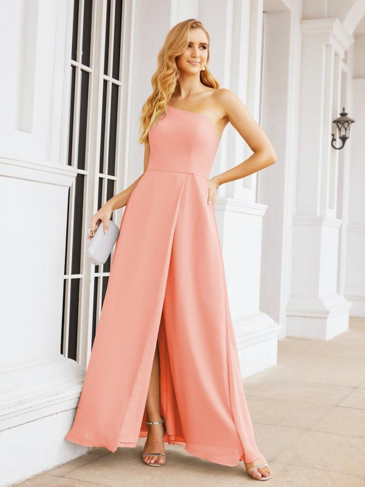 Numbersea Women's One Shoulder Formal Prom Gowns for Mother of The Bride Side Slit Bridesmaid Dresses 28052-numbersea