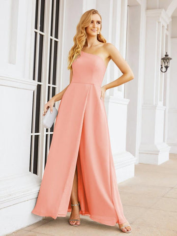 Numbersea Women's One Shoulder Formal Prom Gowns for Mother of The Bride Side Slit Bridesmaid Dresses 28052-numbersea