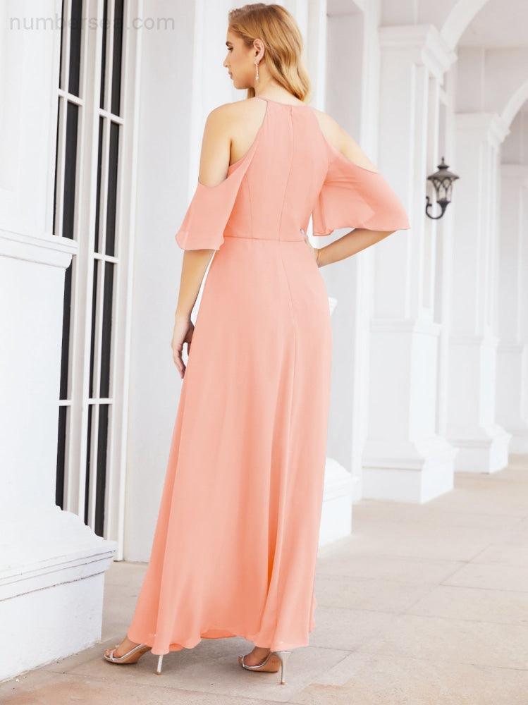 Numbersea Cold Shoulder Bridesmaid Dresses A-Line Long Formal Evening Gowns 28074-numbersea