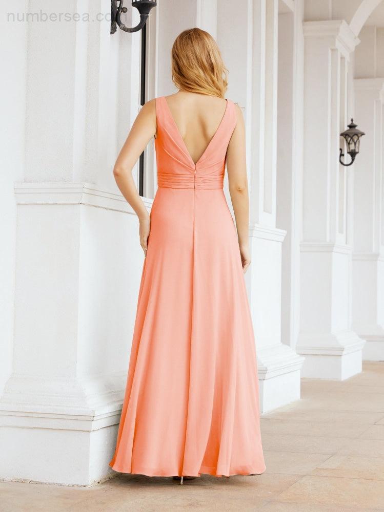 Numbersea Bridesmaid Dresses for Wedding Ruffles Long Formal Prom Gowns 28039-numbersea