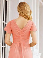 Numbersea Formal Prom Gowns for Mother of The Bride Cap Sleeves Bridesmaid Dress 28047-numbersea