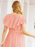 Bridesmaid Dresses with Flutter Sleeves Formal Evening Party Prom Gowns 28044-numbersea
