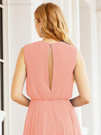 Numbersea Sleeveless Long Bridesmaid Dress A line Formal Evening Prom Gown 28025-numbersea