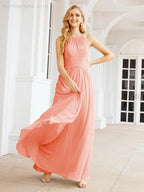 Numbersea Sleeveless Bridesmaid Dresses Long Prom Gown Zipper with Keyhole Back 28056-numbersea