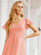 Numbersea Formal Prom Gowns for Mother of The Bride Cap Sleeves Bridesmaid Dress 28047-numbersea