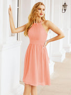 Numbersea Neckholder-Brautjungfernkleid aus Chiffon, kurz, ärmellos, formelles Partykleid, offener Rücken, 28023