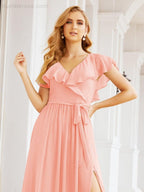 Bridesmaid Dresses with Flutter Sleeves Formal Evening Party Prom Gowns 28044-numbersea