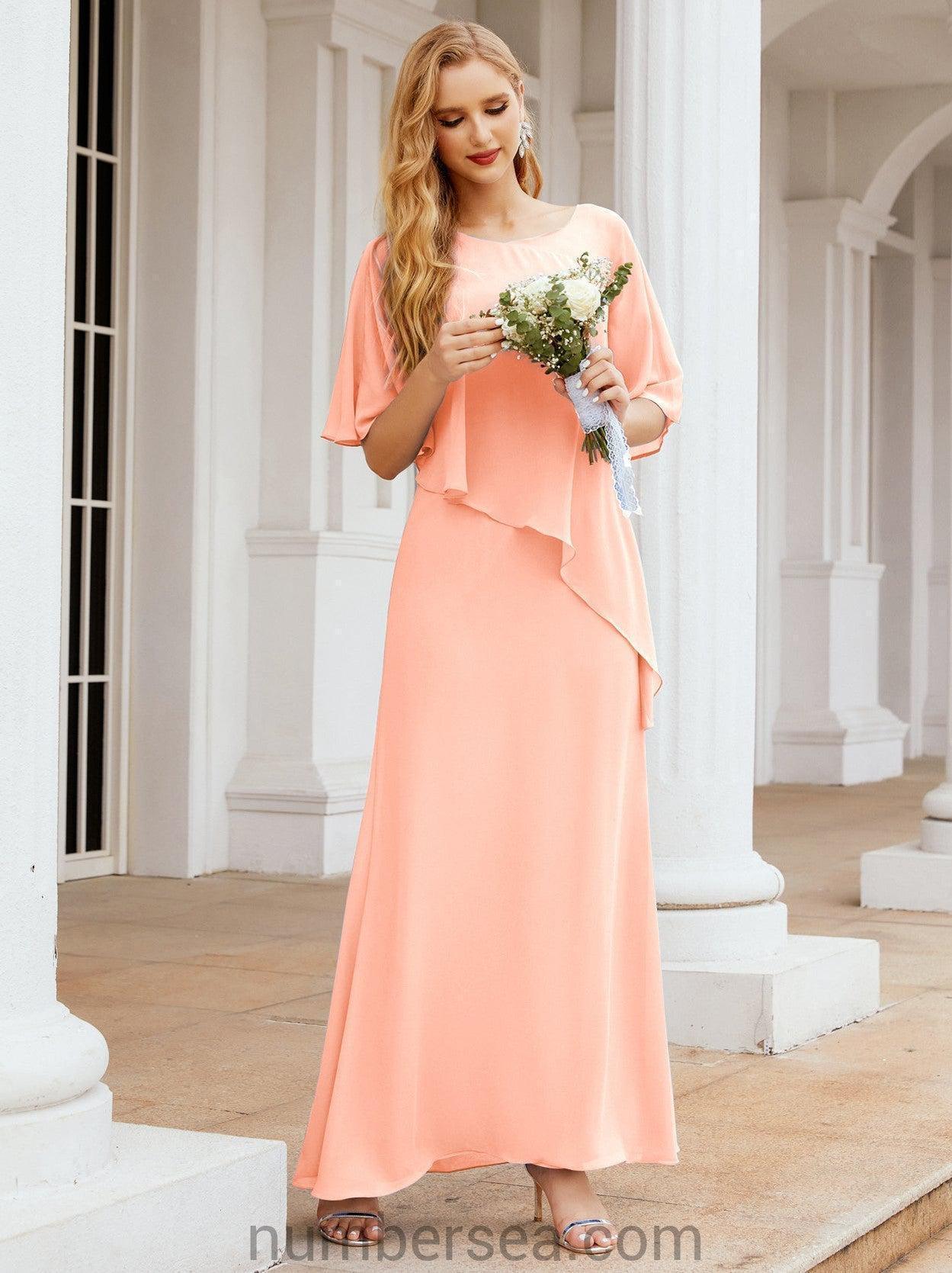 Numbersea Formal Party Gown Dress Long Chiffon Mother Of The Bride Dresses With Ruffle Cape 28026
