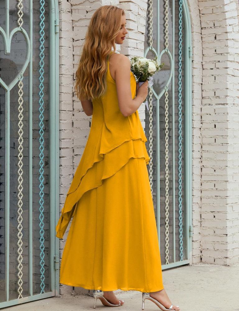 NumberSea-Chiffon Long Plus Size Mother of Bride Dresses Formal Bridesmaid Prom Gown 28019