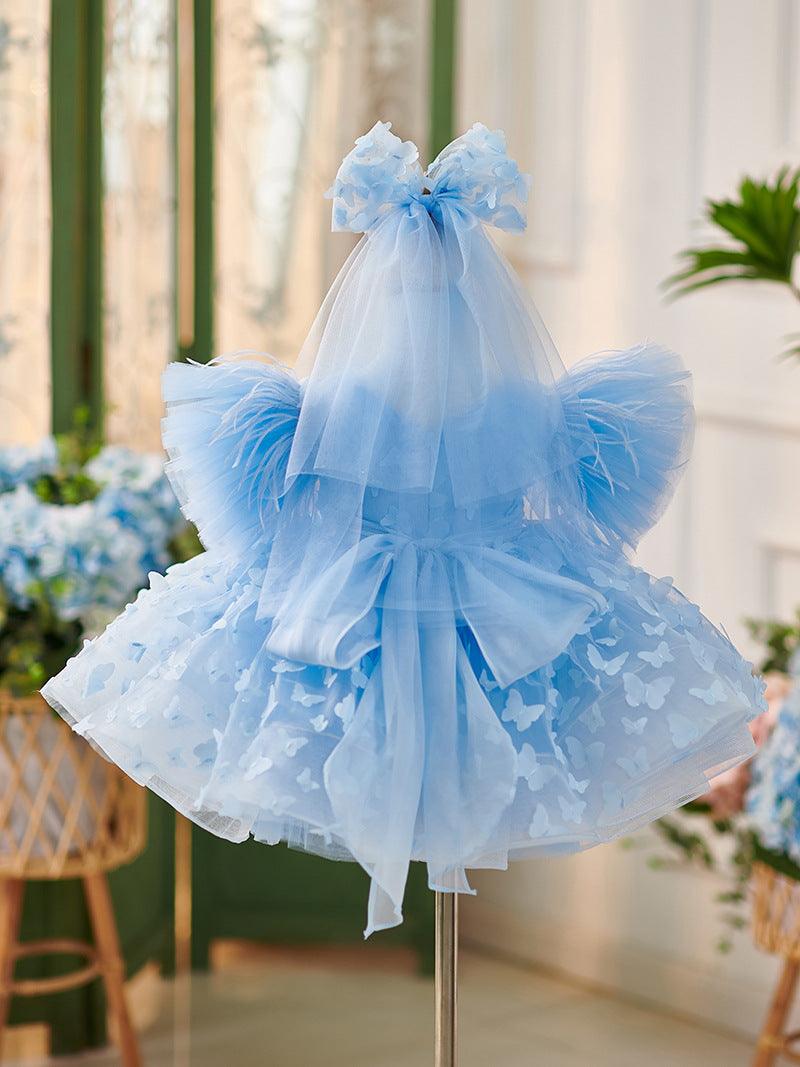 Tulle Knee-length Birthday Party Baby Girl Dress