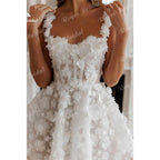 Vestido de novia bohemio corto con escote corazón y tirantes finos, de encaje, estilo sexy, 2025