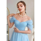 Wunderschönes und bezauberndes schulterfreies A-Linien-Party-Ballkleid aus Tüll
