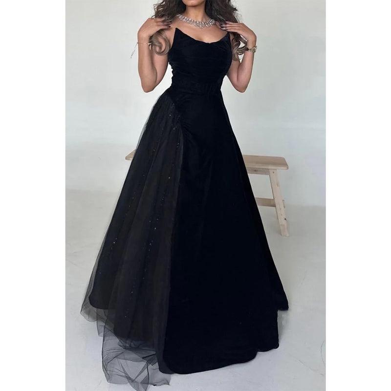Vestido de fiesta de graduación de noche sin mangas de corte A 