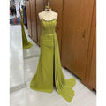 Etui-Linie/Säule, trägerlos, Perlen, lang, formelles Abendkleid mit Schlitz 