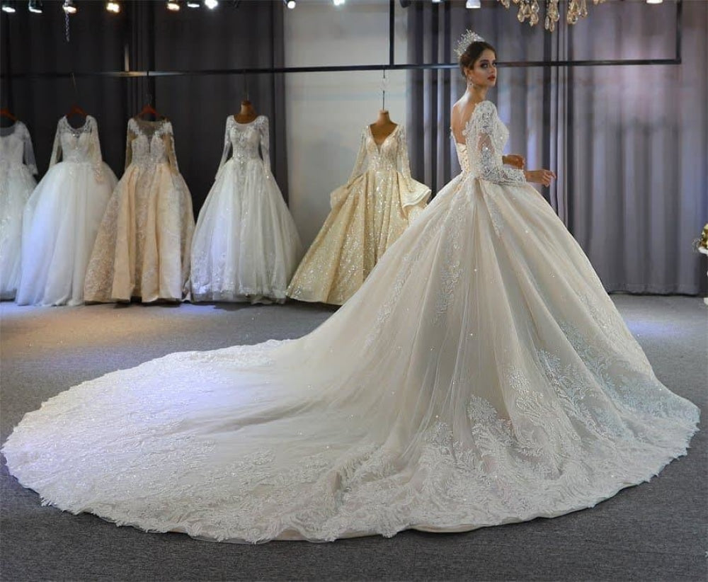 NB3766 robe mariage gelinlik wedding dresses with long sleeves elegant bridal dress - numbersea