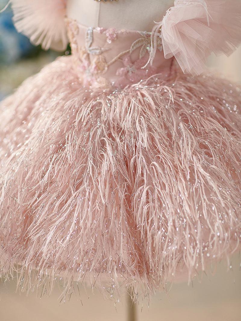 Elegantes rosa Schmetterling Verzierungen Baby Mädchen Kleid 