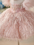 Elegantes rosa Schmetterling Verzierungen Baby Mädchen Kleid 