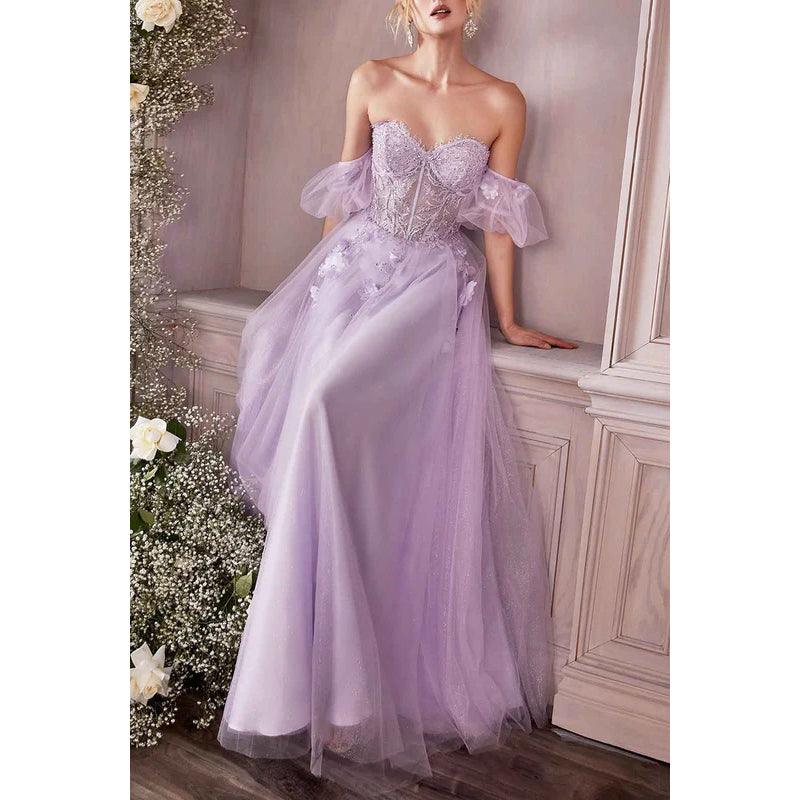 Sweetheart Strapless Floral Appliqued Ruched Tulle A-Line Long Prom Dress