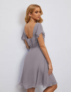 Numbersea Chiffon Bridesmaid Dress V Neck Short Cocktail Gowns For Juniors Homecoming Dresses 28077