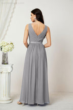 Women's Chiffon Long Bridesmaid Dresses A line Sleeveless Formal Prom Gown for Evening Party Homecoming Dresses 2808-numbersea