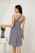 Numbersea Women Chiffon Short One Shoulder Bridesmaid Dress Formal Dresses For Party Homecoming 2804