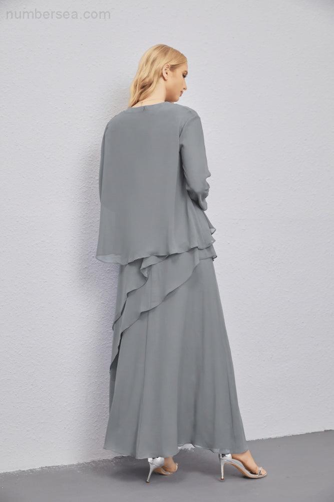 Mother of Bride Dresses with Open Front Lightweight Cardigan Formal Prom Gown 28081-numbersea